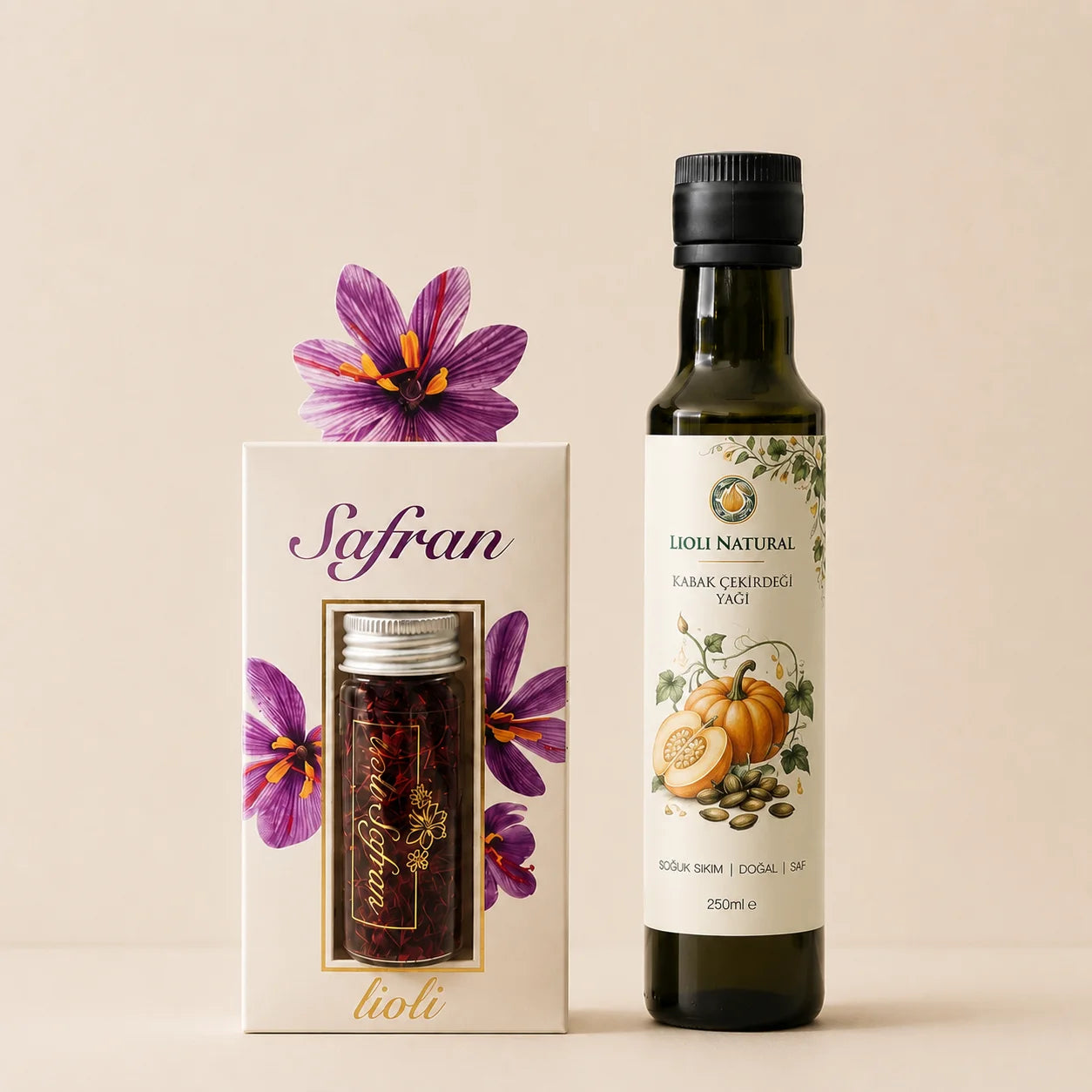 3 gr Safran ve Kabak Çekirdeği Yağı 250 ml - 2 li Avantaj Seti